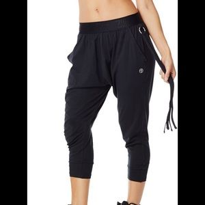 Zumba crop drop and dance harem pants.